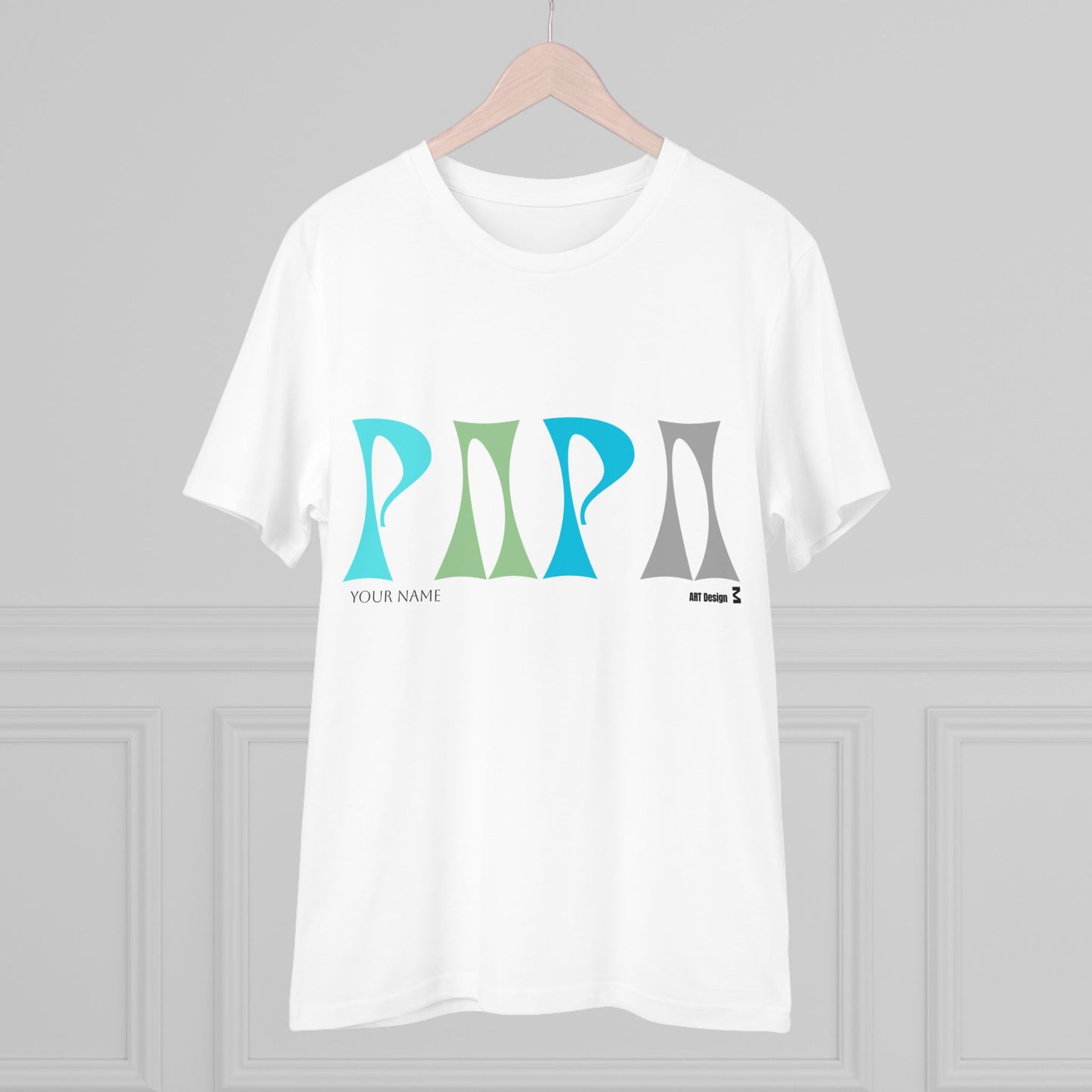 T-Shirt Art Design Print Papa, Bio Baumwolle – personalisierbar