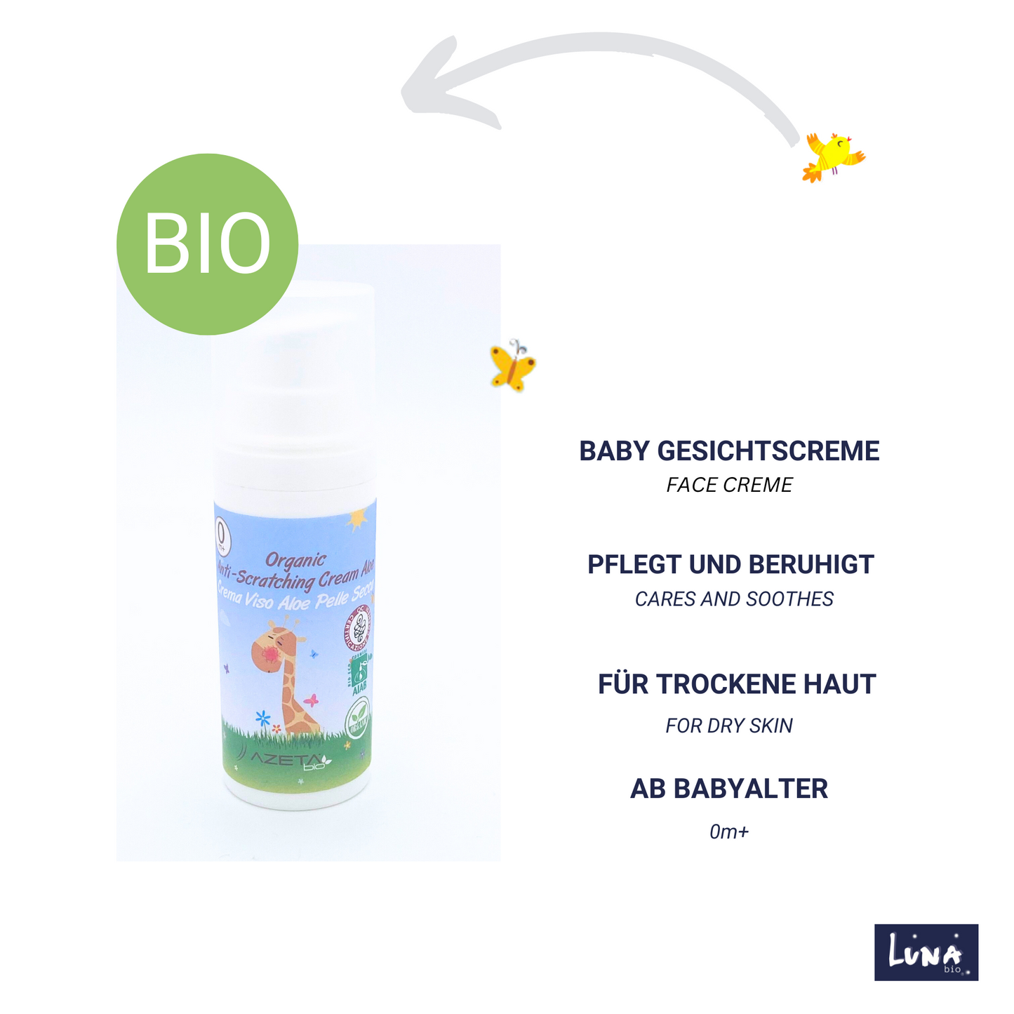 La Luna Gesichts Creme für Babys – Bio-zertifizierte Pflege für zarte Baby Haut