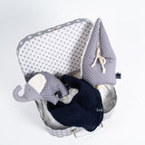 LA LUNA® Baby Geschenkset im Koffer - Spieluhr + Babyrassel + Halstuch + Koffer + Glückwunschkarte